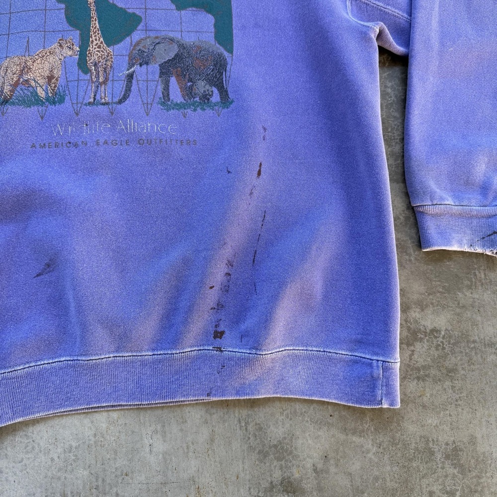 Vintage American Eagle Outfitters Sweatshirt Mens Large Purple Wildlife 90s USA - Picture 3 of 6